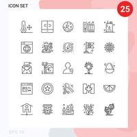 moderne ensemble de 25 lignes pictogramme de énergie histoire lune des dossiers Les données modifiable vecteur conception éléments