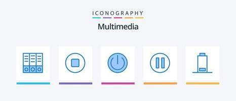 multimédia bleu 5 icône pack comprenant . pause. . Créatif Icônes conception vecteur