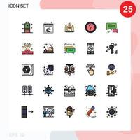 mobile interface rempli ligne plat Couleur ensemble de 25 pictogrammes de Info FAQ Justice client cœur modifiable vecteur conception éléments