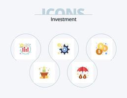 investissement plat icône pack 5 icône conception. investissement. budget. investissement. commercialisation. la finance vecteur