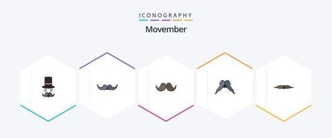 movember 25 ligne remplie icône pack comprenant . Masculin. vecteur