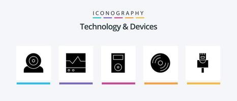 dispositifs glyphe 5 icône pack comprenant matériel. dispositifs. des produits. technologie. iPod. Créatif Icônes conception vecteur