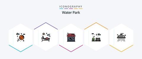 l'eau parc 25 ligne remplie icône pack comprenant . . jardin. douche. l'eau vecteur
