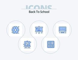 retour à école bleu icône pack 5 icône conception. électronique. e. éducation. présentation. graphique vecteur