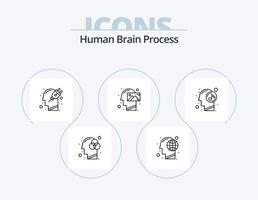 Humain cerveau processus ligne icône pack 5 icône conception. esprit. diriger. esprit. brancher. esprit vecteur