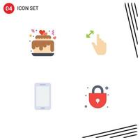 Stock vecteur icône pack de 4 ligne panneaux et symboles pour cœurs téléphone mariage interface mobile modifiable vecteur conception éléments