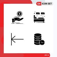 4 thématique vecteur solide glyphes et modifiable symboles de Aidez-moi Cadre la finance Hôtel Accueil modifiable vecteur conception éléments