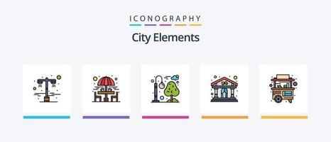 ville éléments ligne rempli 5 icône pack comprenant clinique. passage. transport. parcs. séance tableau. Créatif Icônes conception vecteur