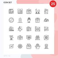 groupe de 25 moderne lignes ensemble pour force Humain vœux main la vie modifiable vecteur conception éléments