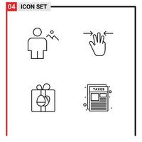Stock vecteur icône pack de 4 ligne panneaux et symboles pour avatar cadeau Humain main anniversaire modifiable vecteur conception éléments