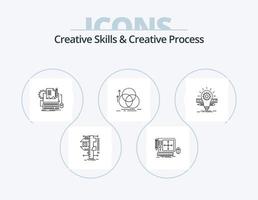 Créatif compétences et Créatif processus ligne icône pack 5 icône conception. conception. esquisser. voir. développement. identité vecteur