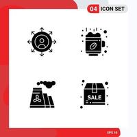 4 Créatif Icônes moderne panneaux et symboles de carrière production chaud tasse paquet modifiable vecteur conception éléments