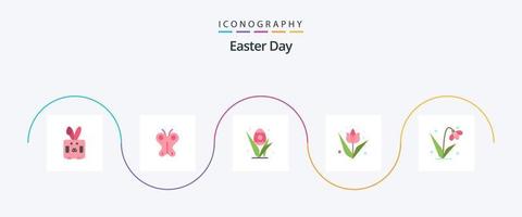 Pâques plat 5 icône pack comprenant Pâques. plante. œuf. fleur. décoration vecteur