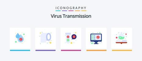 virus transmission plat 5 icône pack comprenant médical. virus. bactéries. analyse. ordinateur. Créatif Icônes conception vecteur