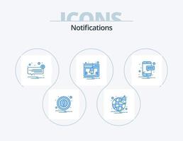 notifications bleu icône pack 5 icône conception. notification. mobile. SMS. notification. activité vecteur