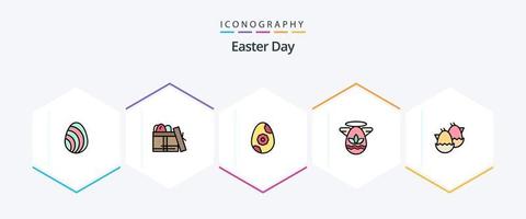 Pâques 25 ligne remplie icône pack comprenant Pâques. œuf. œuf. rapporteur. fête vecteur