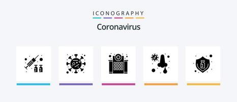 coronavirus glyphe 5 icône pack comprenant grippe. nez. bâtiment. froid. allaitement. Créatif Icônes conception vecteur