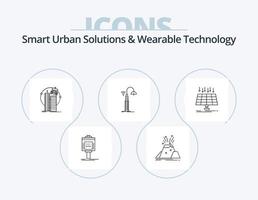 intelligent Urbain solutions et portable La technologie ligne icône pack 5 icône conception. Wifi. lumières. sécurité. lentille. cyber vecteur