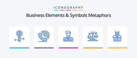 affaires éléments et symboles métaphores bleu 5 icône pack comprenant finance. loi. signaux. équilibre. professeur. Créatif Icônes conception vecteur