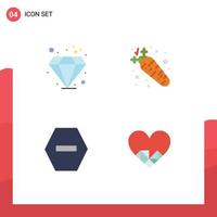 plat icône pack de 4 universel symboles de diamant Arrêtez carotte nutrition l'amour modifiable vecteur conception éléments