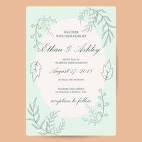 invitation de mariage mignon avec cadre à motif floral vecteur