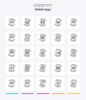 Créatif mobile applications 25 contour icône pack tel comme . en ligne achats. photo. achats. Chariot vecteur