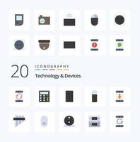 20 dispositifs plat Couleur icône pack comme instrument mobile contrôle Télécharger dispositif vecteur