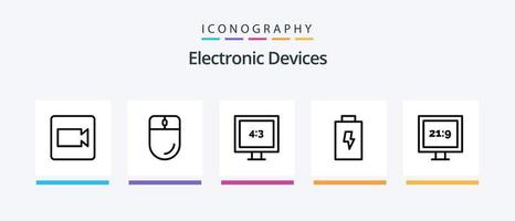 dispositifs ligne 5 icône pack comprenant . pouvoir. enregistrer. électrique. photo. Créatif Icônes conception vecteur