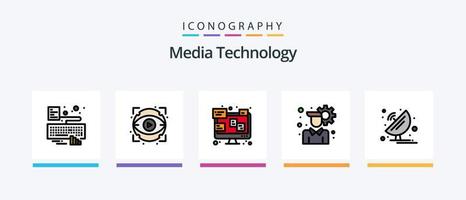médias La technologie ligne rempli 5 icône pack comprenant confiance. mobile. film. conduire. réseau. Créatif Icônes conception vecteur