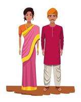 couple indien avatar personnage de dessin animé vecteur