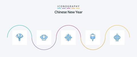 chinois Nouveau année bleu 5 icône pack comprenant Chine. lanterne. décoration. décoration. Chine vecteur