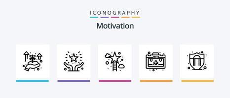 motivation ligne 5 icône pack comprenant . badge. édition. décerner. salut. Créatif Icônes conception vecteur