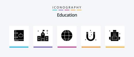éducation glyphe 5 icône pack comprenant magnétique. attraction. préparatoire. attirer. géographie. Créatif Icônes conception vecteur