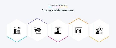 stratégie et la gestion 25 glyphe icône pack comprenant graphique. analytique. stratégie. La Flèche. fort vecteur