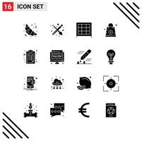 16 Créatif Icônes moderne panneaux et symboles de document presse-papiers cabinet liste de contrôle boutique modifiable vecteur conception éléments