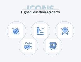 académie bleu icône pack 5 icône conception. ingénierie. balle. éducation. règle vecteur