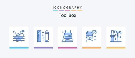 outils bleu 5 icône pack comprenant marteau. scie. barrière. Coupe. lame. Créatif Icônes conception vecteur