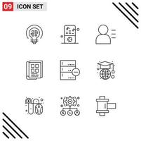 Stock vecteur icône pack de 9 ligne panneaux et symboles pour base téléphone livre éducation carnet nouvelles papier modifiable vecteur conception éléments