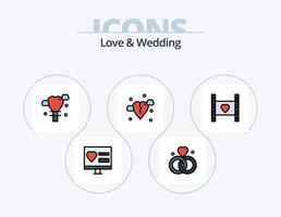 l'amour et mariage ligne rempli icône pack 5 icône conception. valentines journée. décoration. mariage. amoureux vecteur