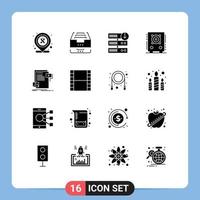 ensemble de 16 commercial solide glyphes pack pour document orateur rétrograder fête l'audio modifiable vecteur conception éléments