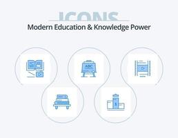moderne éducation et connaissance Puissance bleu icône pack 5 icône conception. lession. planche. croissance . abc. apprenant vecteur