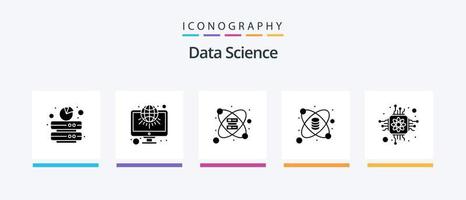 Les données science glyphe 5 icône pack comprenant ébrécher. laboratoire. la toile. données. science. Créatif Icônes conception vecteur