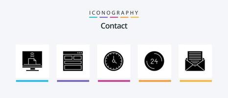 contact glyphe 5 icône pack comprenant horloge. à tout moment. former. temps. contact. Créatif Icônes conception vecteur
