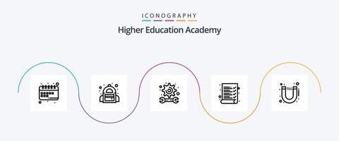 académie ligne 5 icône pack comprenant étude. aimant. académie. enquête. Audit vecteur