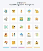 Créatif projet la gestion et développement 25 plat icône pack tel comme se concentrer. lumière. produit. idée. commercialisation vecteur