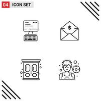 4 Créatif Icônes moderne panneaux et symboles de ordinateur Ménage l'informatique argent garde-robe modifiable vecteur conception éléments