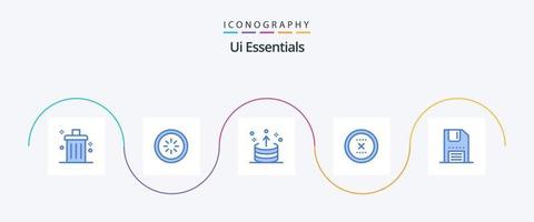 ui essentiel bleu 5 icône pack comprenant fermer. Annuler. interface. en haut. exportation vecteur