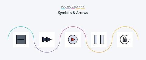 symboles et flèches ligne rempli plat 5 icône pack comprenant . pause. vecteur