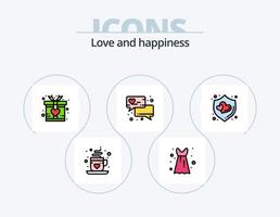 l'amour ligne rempli icône pack 5 icône conception. cadeau. cadeau. émoticône. bouton de rose. cœur Rose vecteur