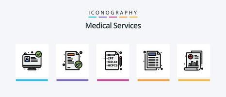 médical prestations de service ligne rempli 5 icône pack comprenant médical. médecin. hôpital. document. médical. Créatif Icônes conception vecteur